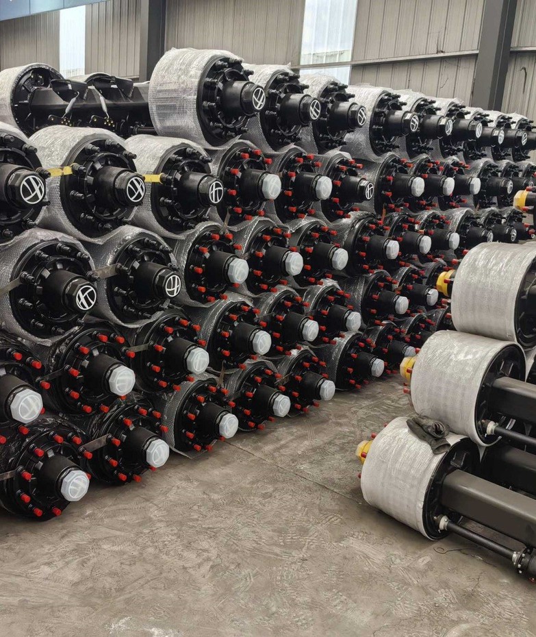 Packed Trailer Axles in Storage Packed Trailer Axles in Storage